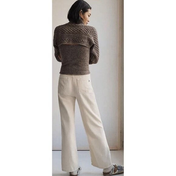 Anthropologie Brown Cable Knit Sweater Shrug - Picture 13 of 14